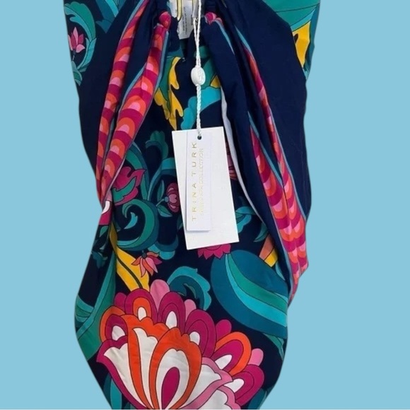 Trina Turk One Piece SwimSuit Women's Standard India Garden Plunge Neck NWT - Picture 10 of 13